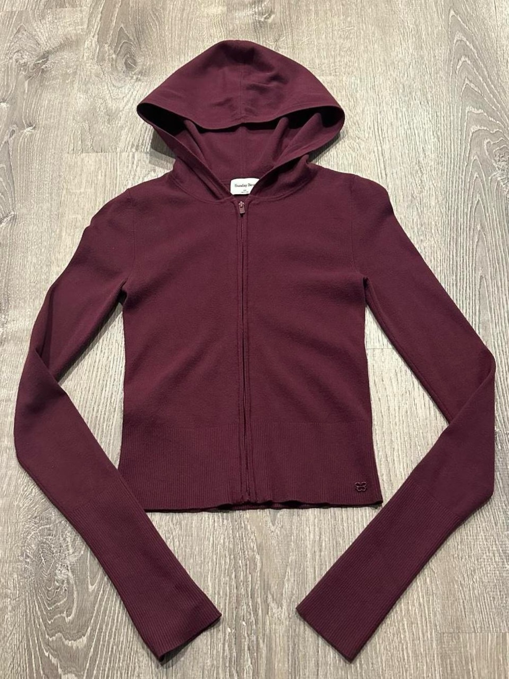 Aritzia Sunday Best size extra small, wine red, zip down jacket sweater hoodie